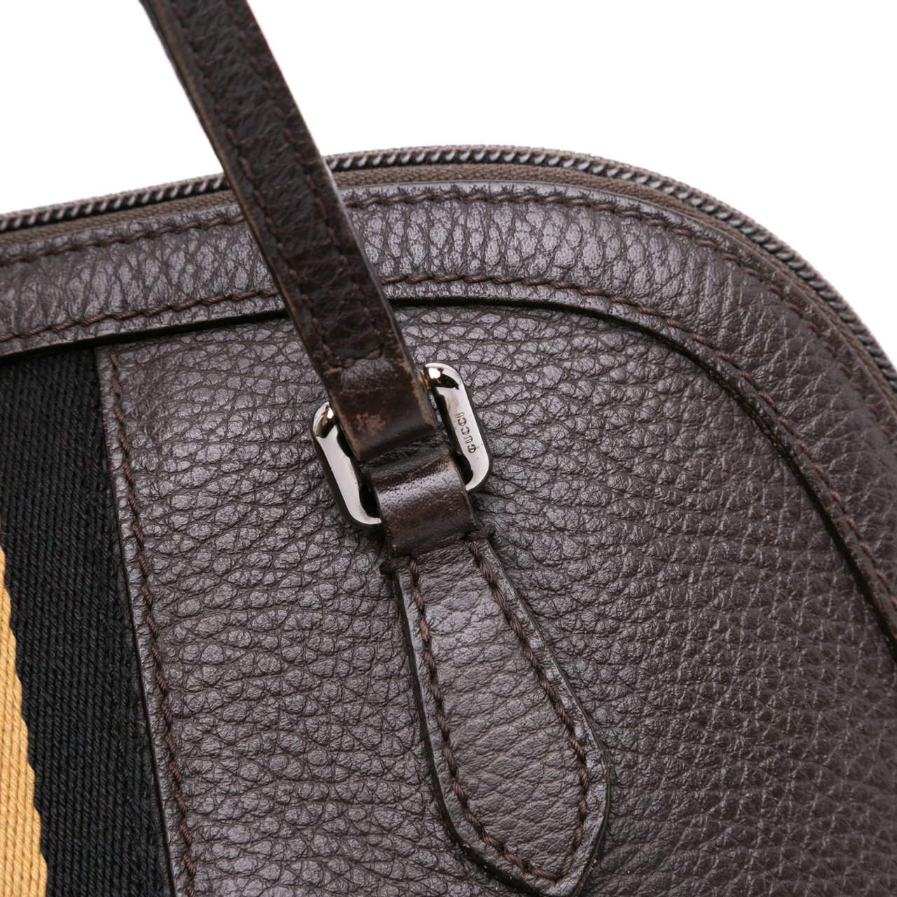 Gucci Mini Leather Web Dome Satchel Bruin
