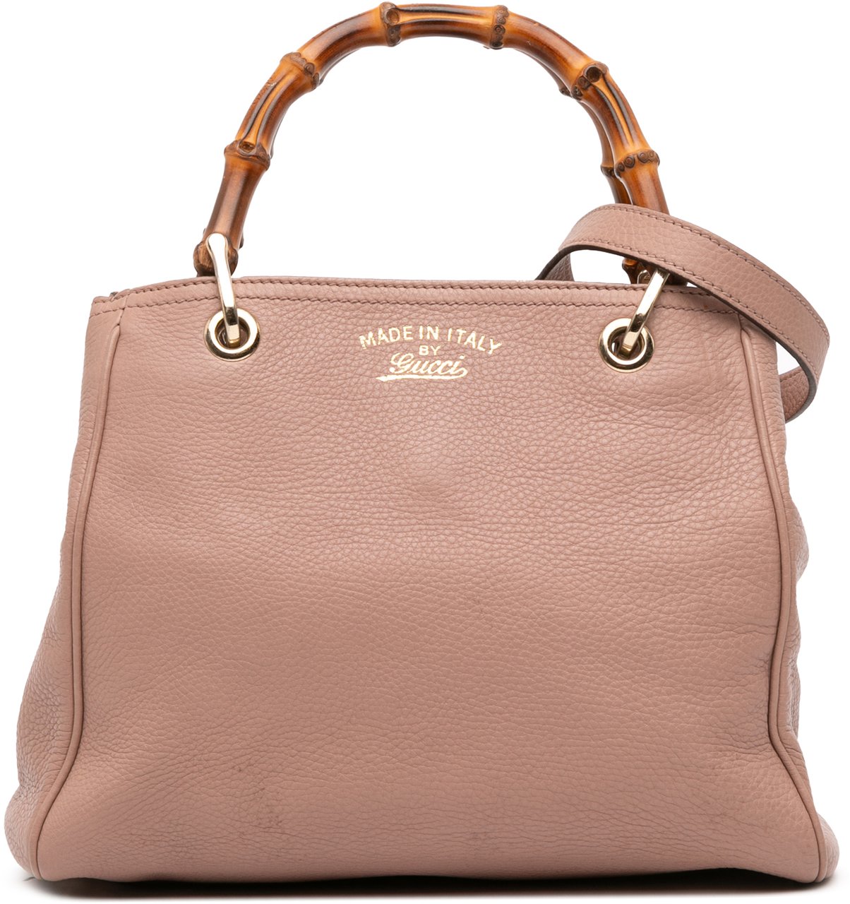 Gucci Small Calfskin Bamboo Shopper Satchel Roze