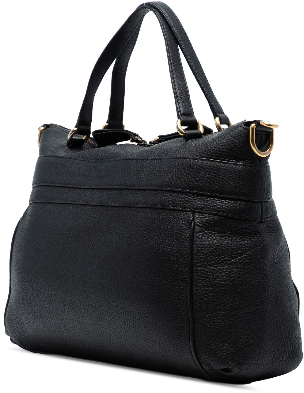 Gucci Medium Leather Ride Top Handle Bag Zwart