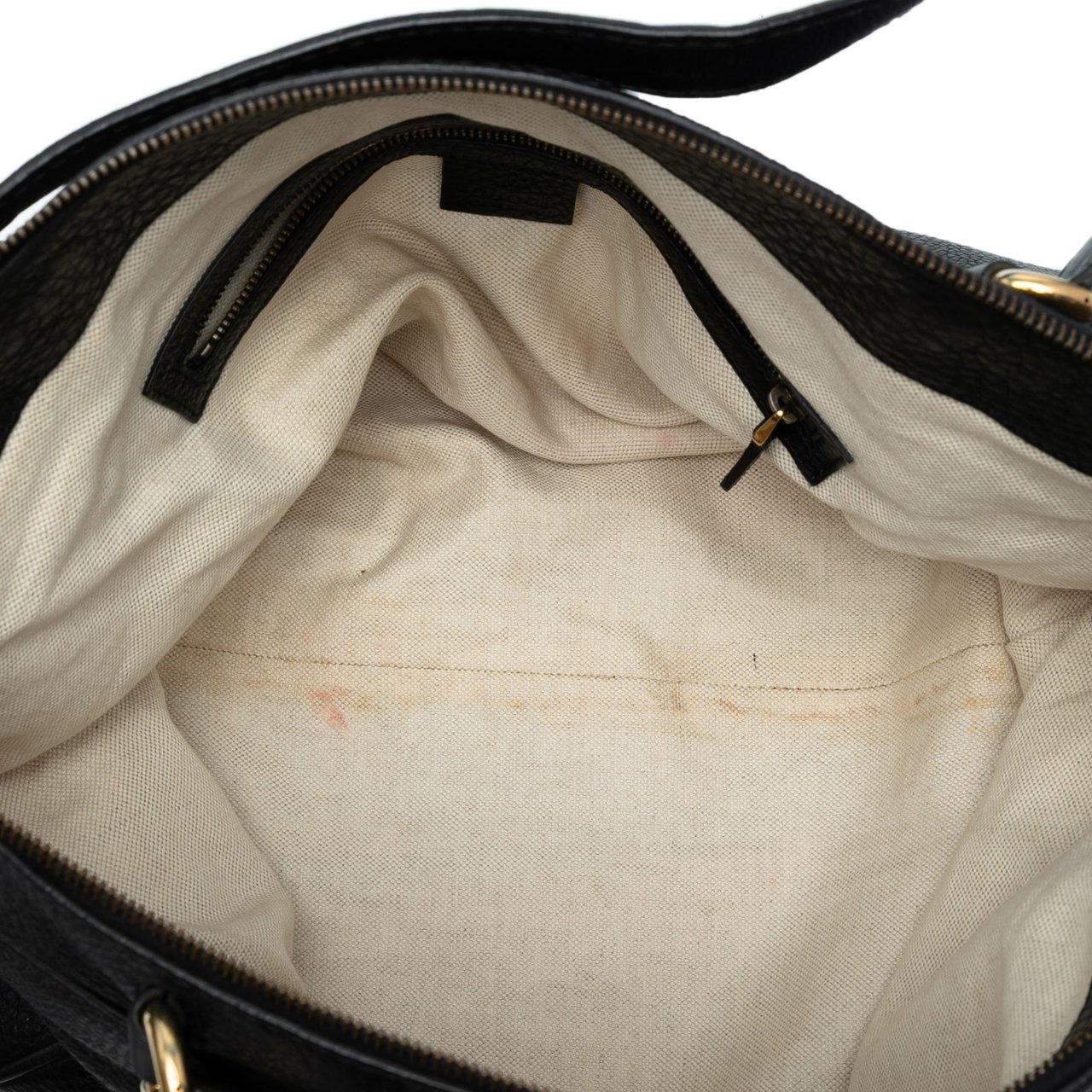 Gucci Medium Leather Ride Top Handle Bag Zwart