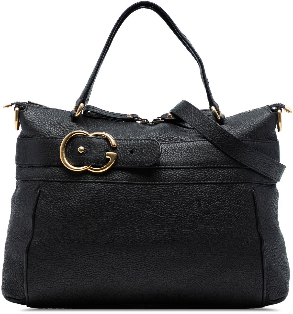 Gucci Medium Leather Ride Top Handle Bag Zwart