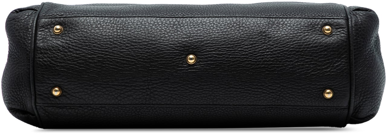 Gucci Medium Leather Ride Top Handle Bag Zwart