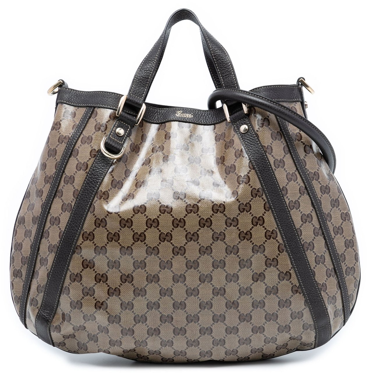 Gucci GG Crystal Abbey D Ring Convertible Tote Bruin