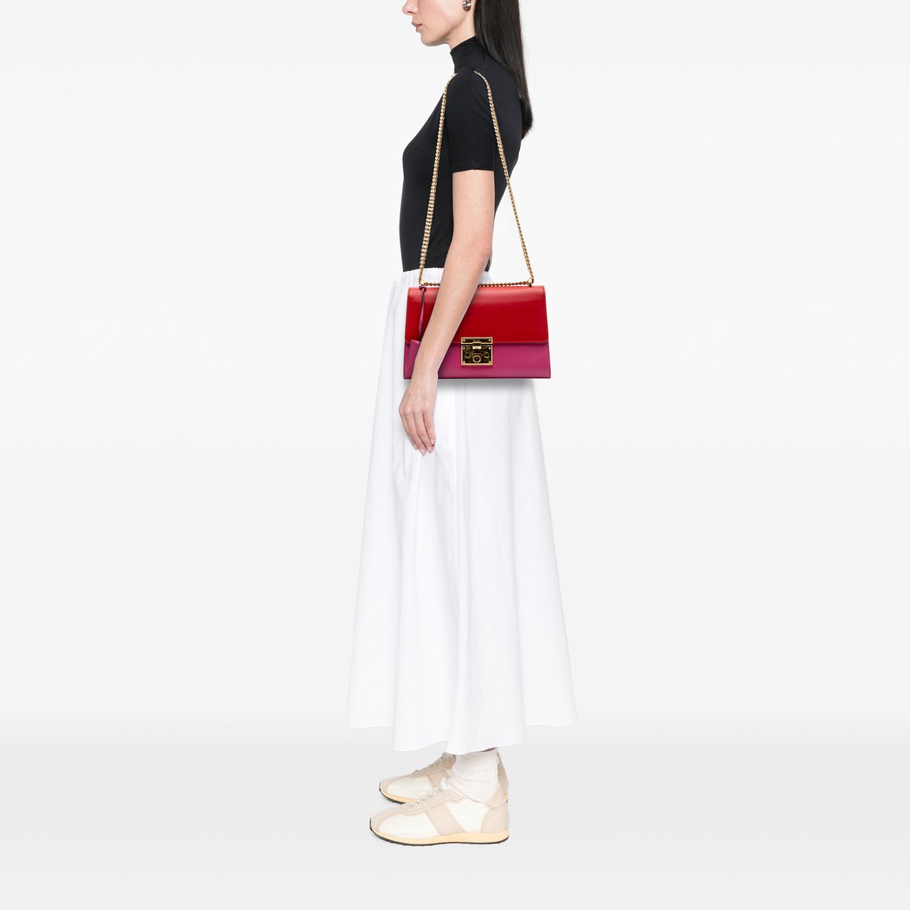 Gucci Medium Bicolor Leather Padlock Shoulder Bag Roze