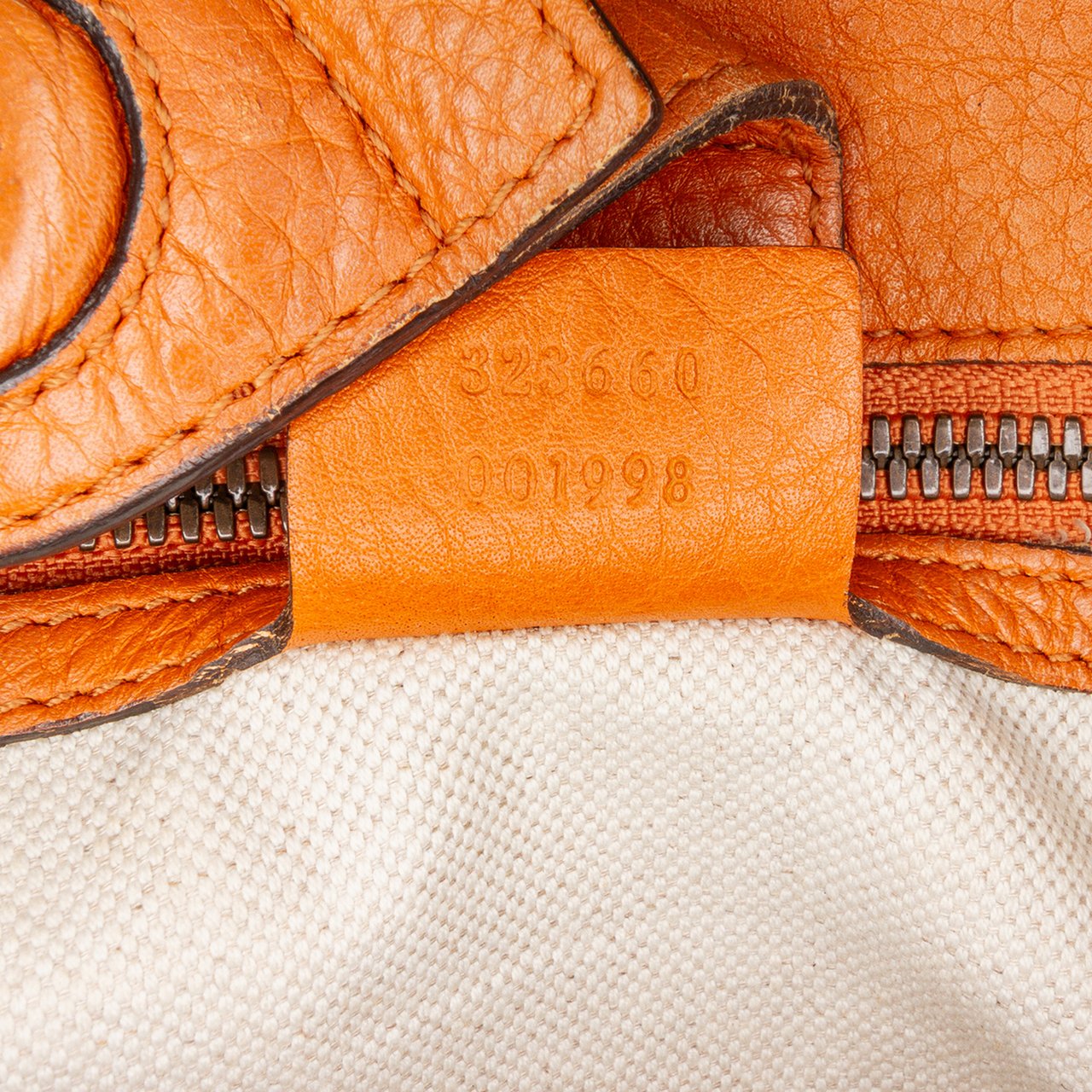 Gucci Medium Calfskin Bamboo Shopper Satchel Oranje