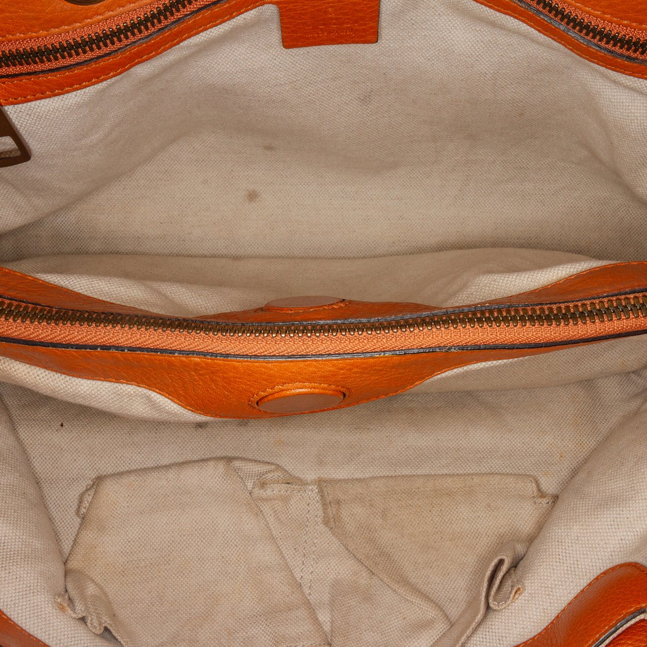 Gucci Medium Calfskin Bamboo Shopper Satchel Oranje
