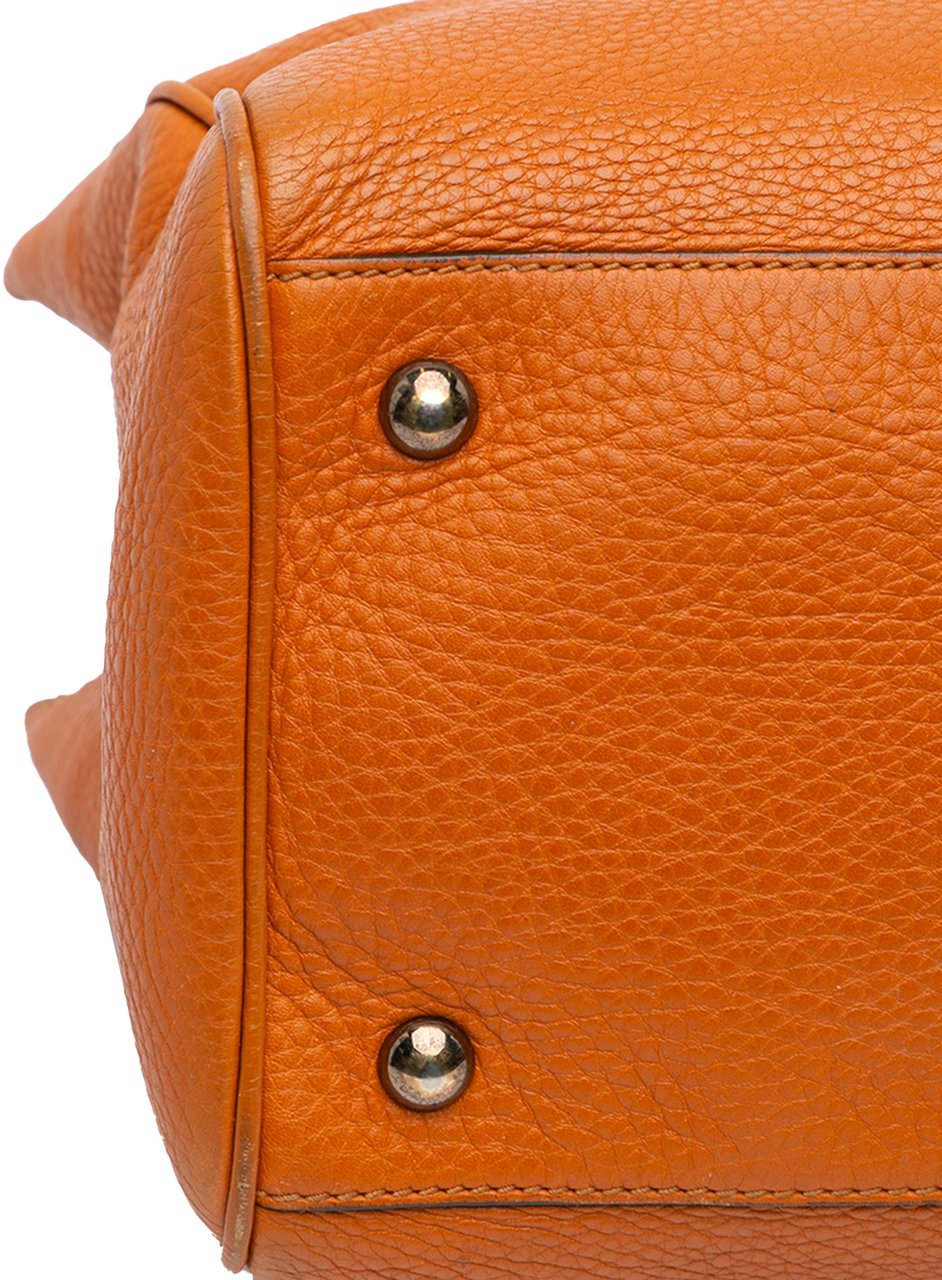 Gucci Medium Calfskin Bamboo Shopper Satchel Oranje