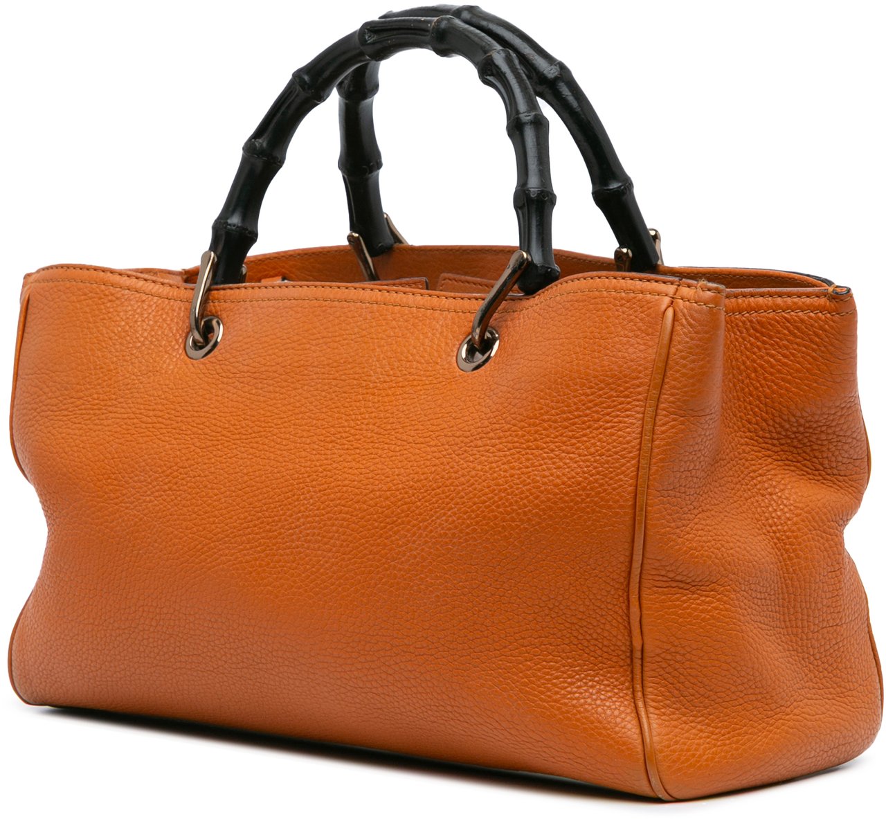 Gucci Medium Calfskin Bamboo Shopper Satchel Oranje