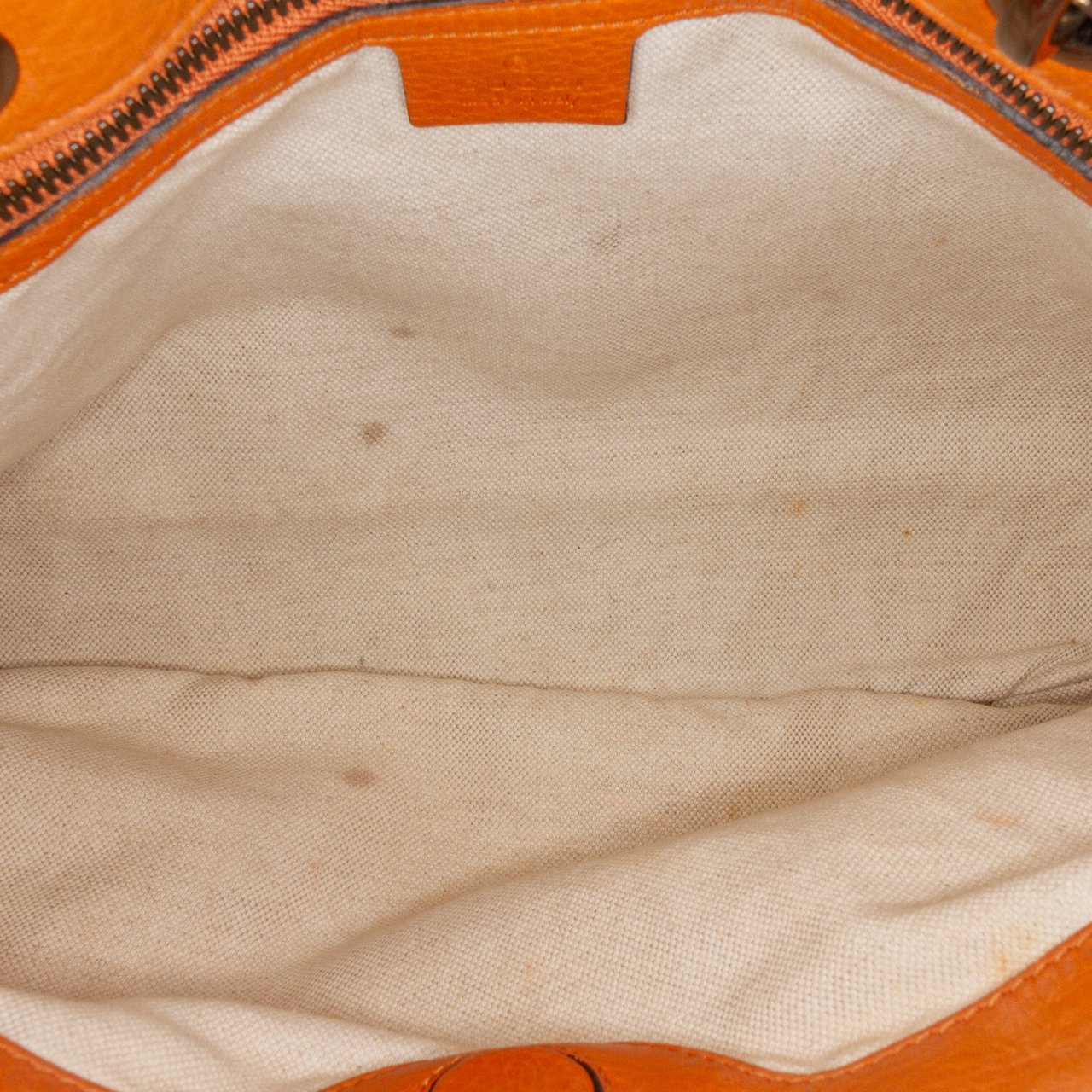 Gucci Medium Calfskin Bamboo Shopper Satchel Oranje