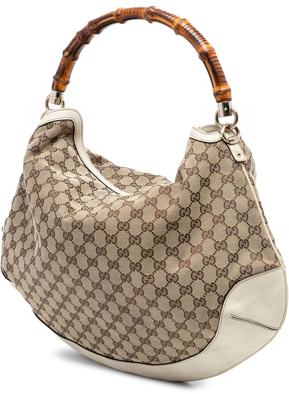 Gucci GG Canvas Peggy Bamboo Hobo Bruin