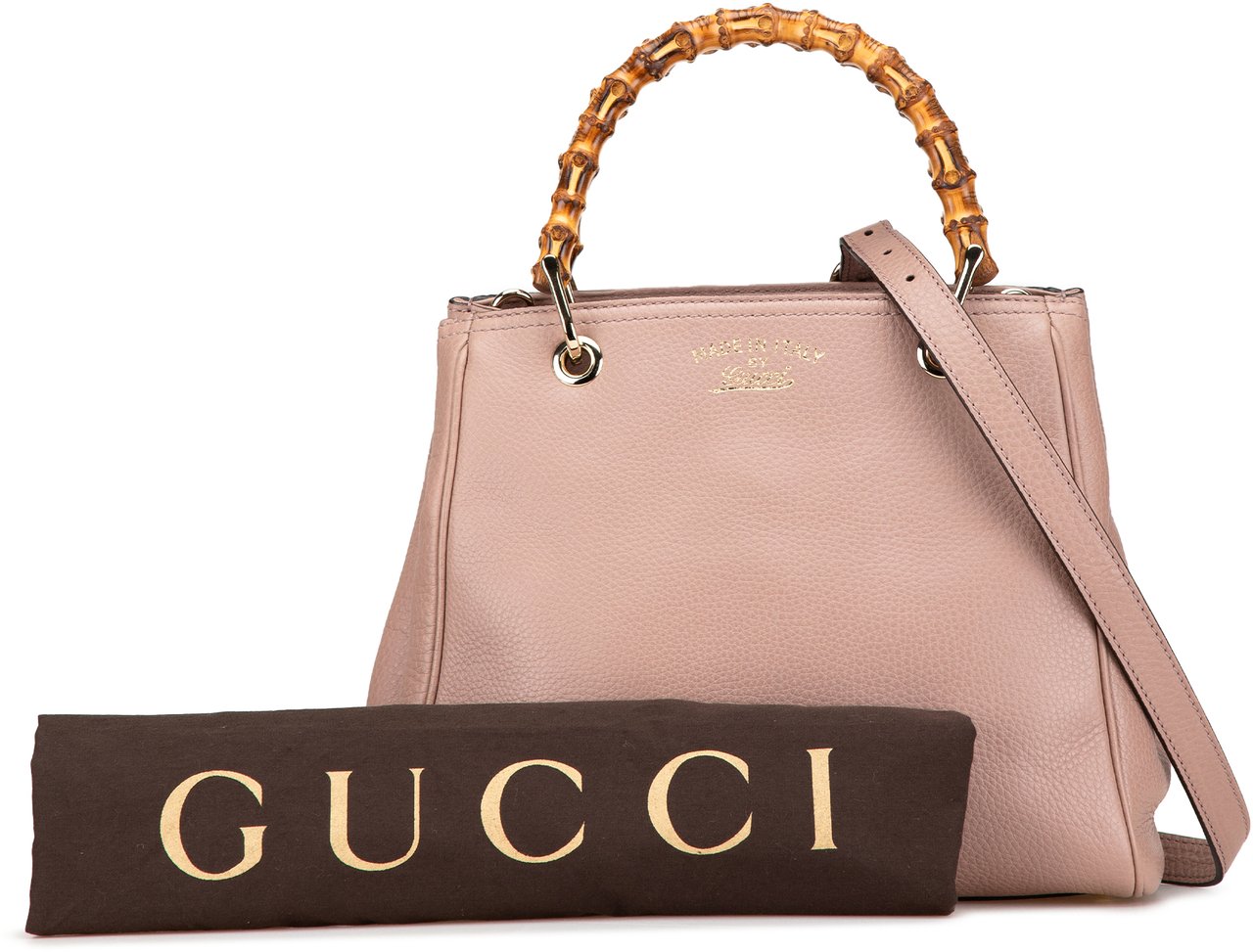 Gucci Small Calfskin Bamboo Shopper Satchel Roze
