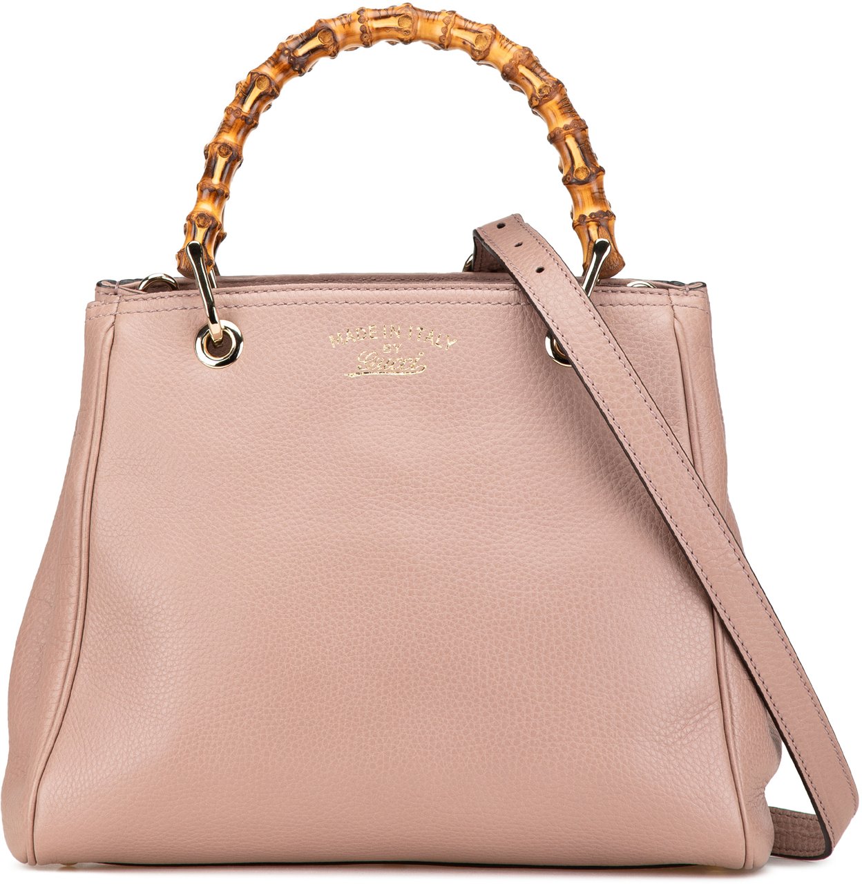 Gucci Small Calfskin Bamboo Shopper Satchel Roze