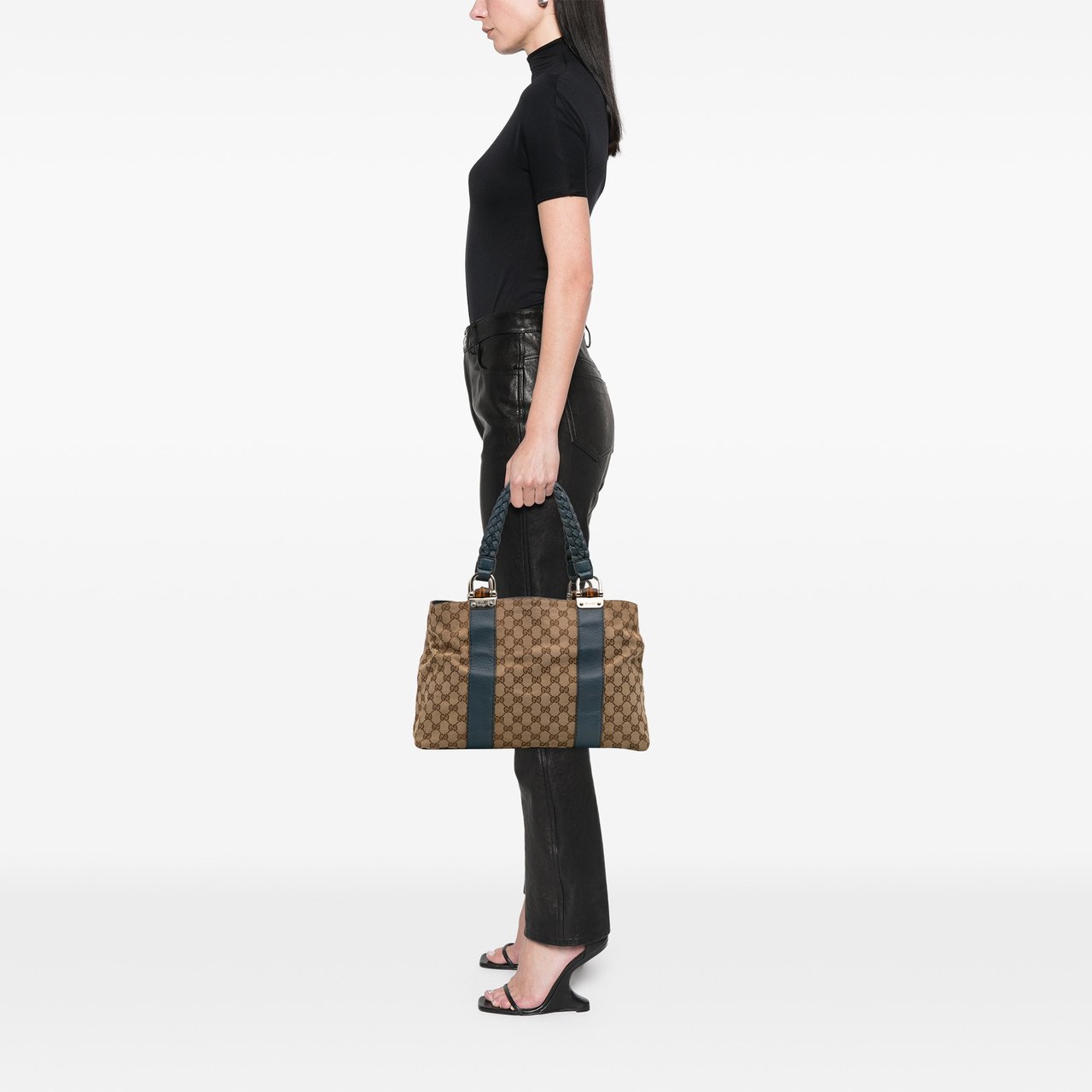 Gucci GG Canvas Bamboo Libeccio Tote Bruin