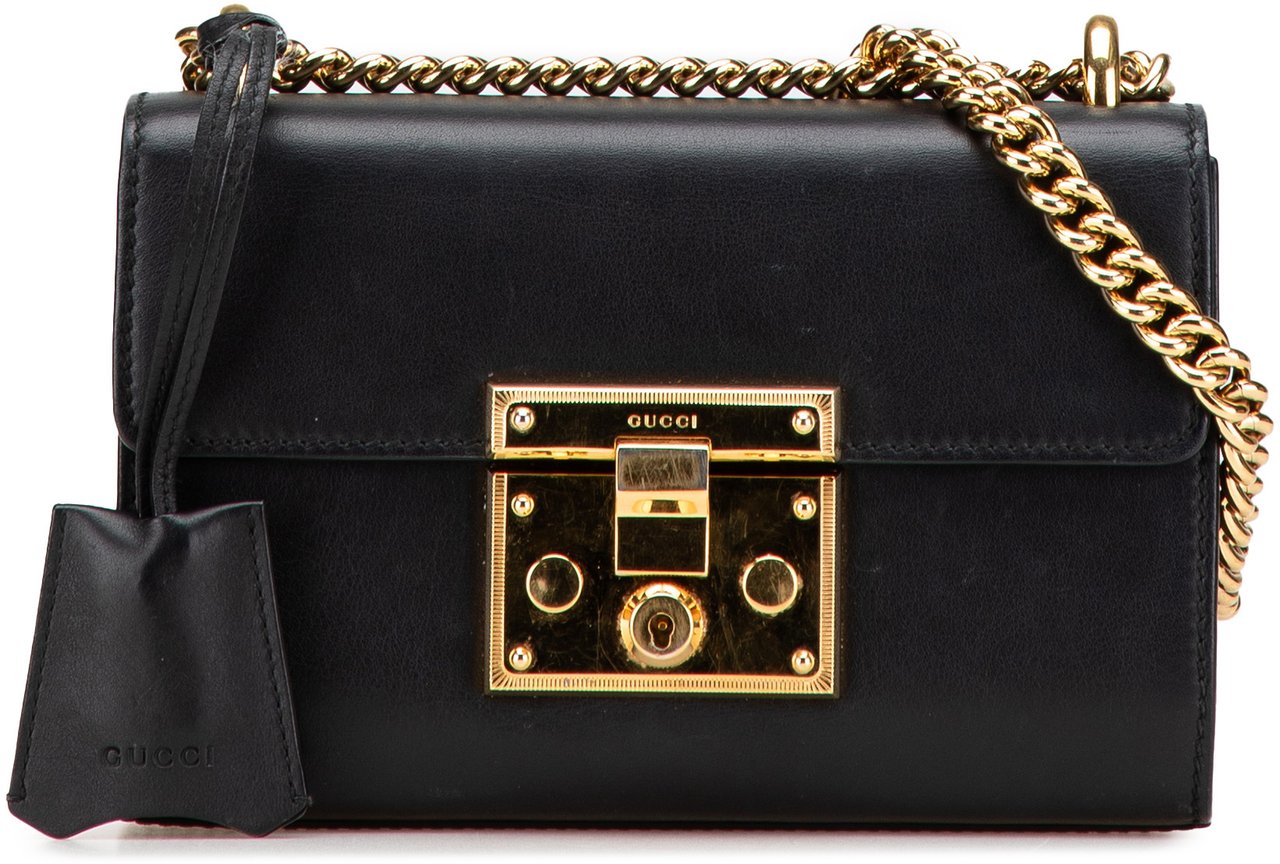 Gucci Small Leather Padlock Crossbody Zwart
