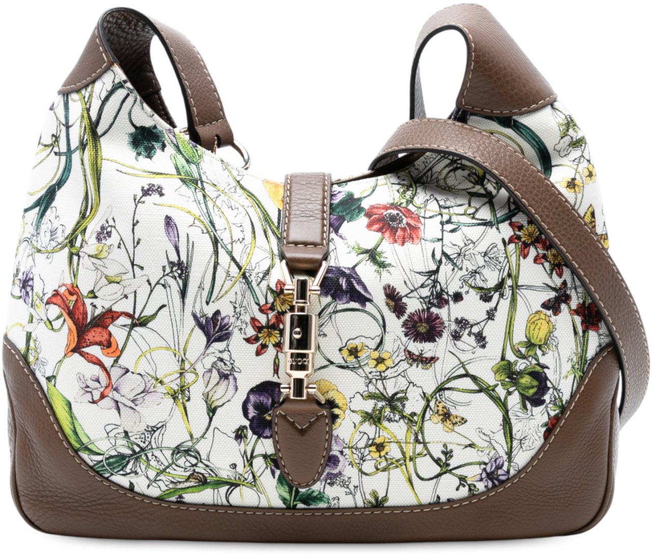 Gucci Flora Canvas Jackie O Bouvier Crossbody Wit