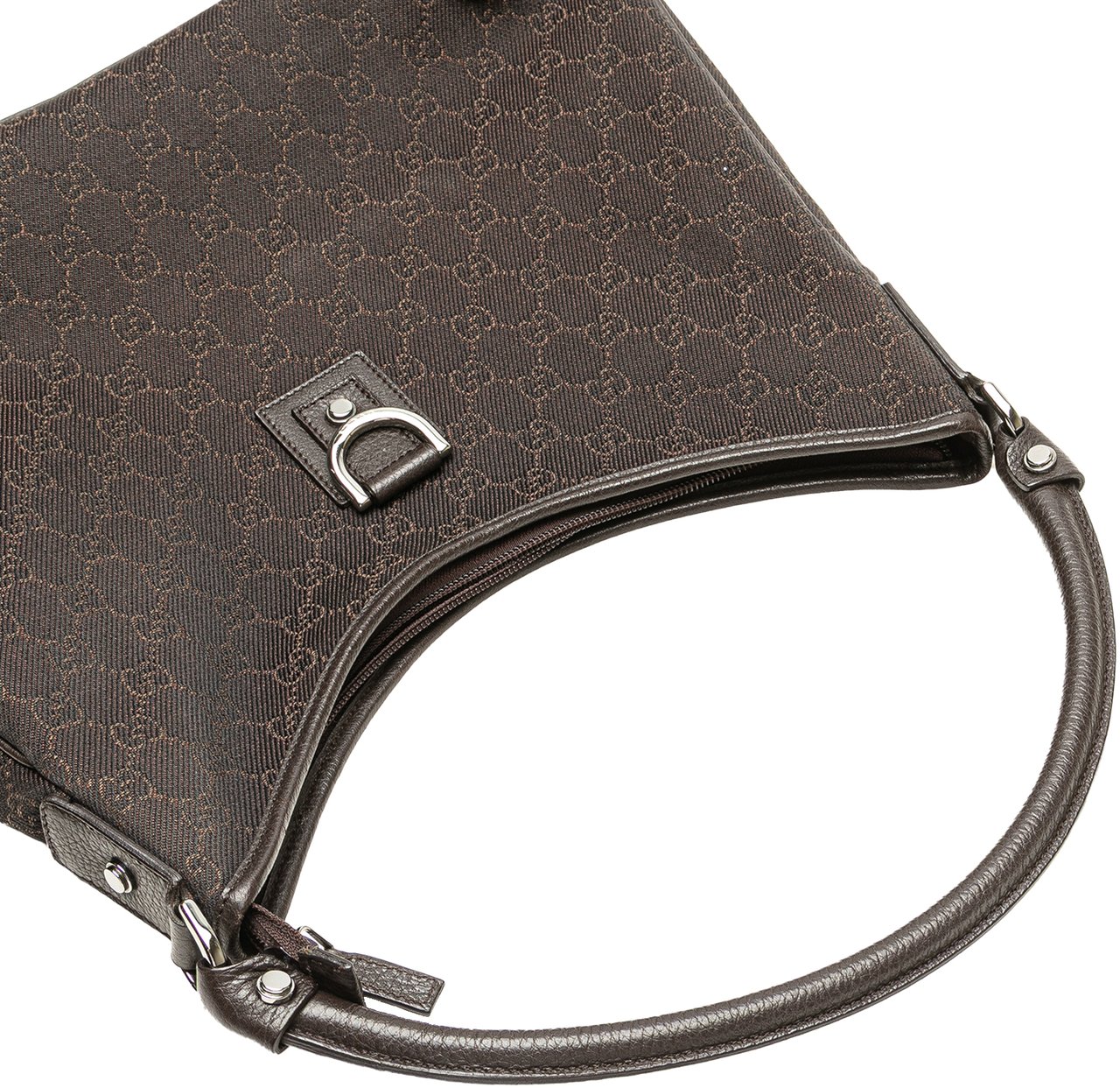 Gucci GG Denim Abbey D Ring Shoulder Bag Bruin