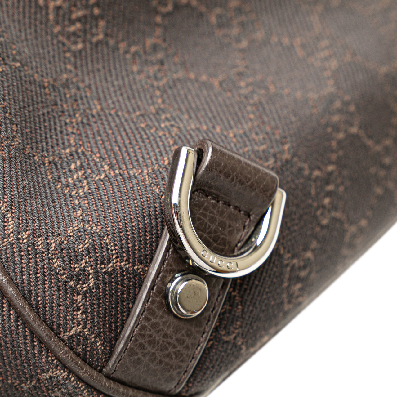 Gucci GG Denim Abbey D Ring Shoulder Bag Bruin