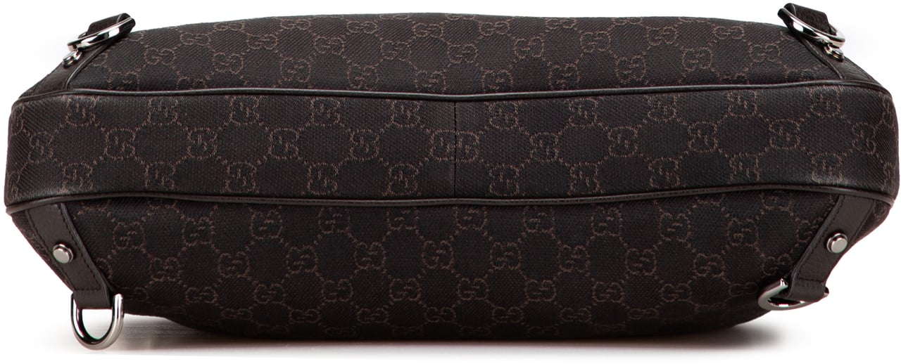 Gucci GG Denim Abbey D Ring Shoulder Bag Bruin