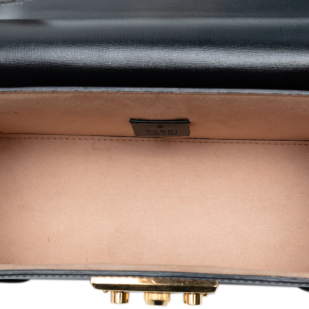 Gucci Small Leather Bamboo Padlock Satchel Zwart