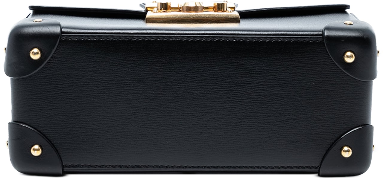 Gucci Small Leather Bamboo Padlock Satchel Zwart