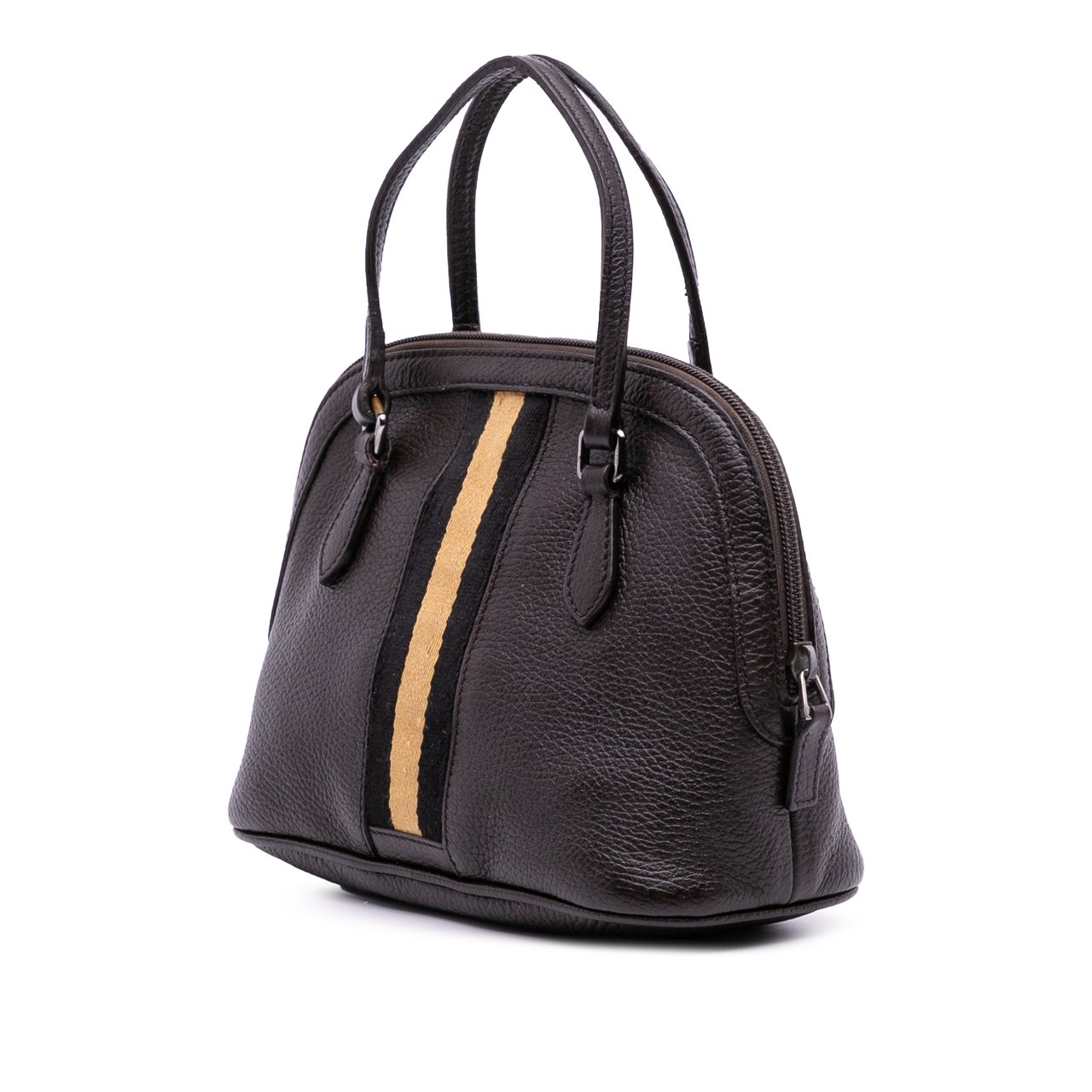 Gucci Mini Leather Web Dome Satchel Bruin