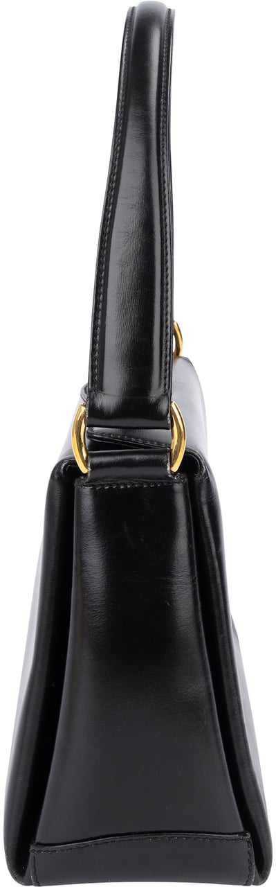 Gucci Gucci Black Leather Turnlock Handbag Zwart