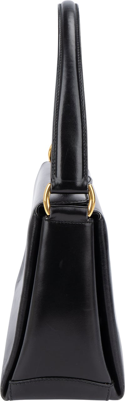 Gucci Gucci Black Leather Turnlock Handbag Zwart