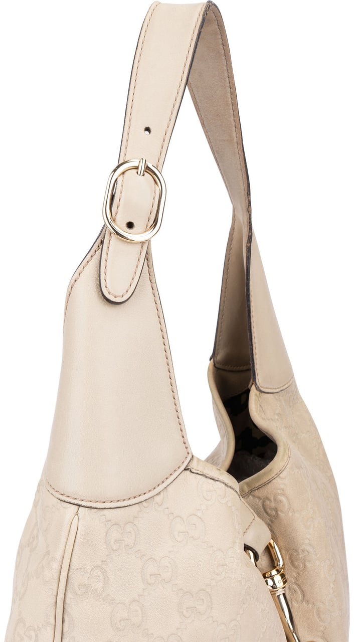 Gucci Gucci Leather GG Monogram Jackie Handbag Wit