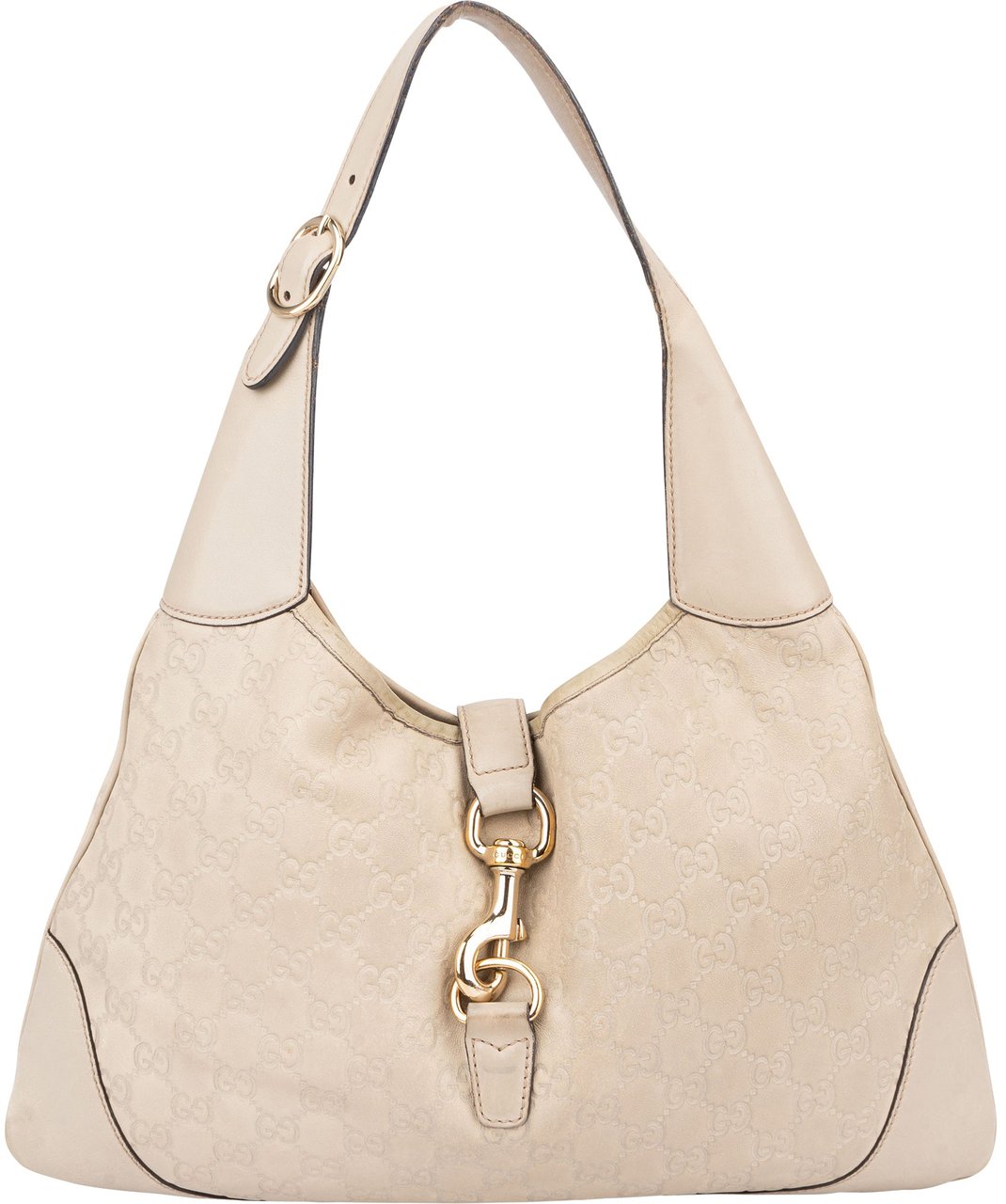 Gucci Gucci Leather GG Monogram Jackie Handbag Wit