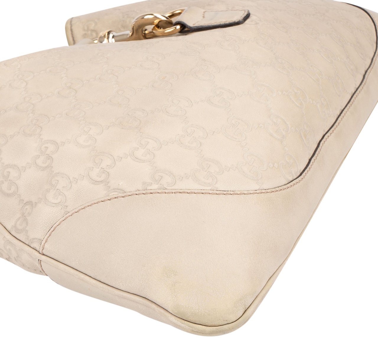 Gucci Gucci Leather GG Monogram Jackie Handbag Wit