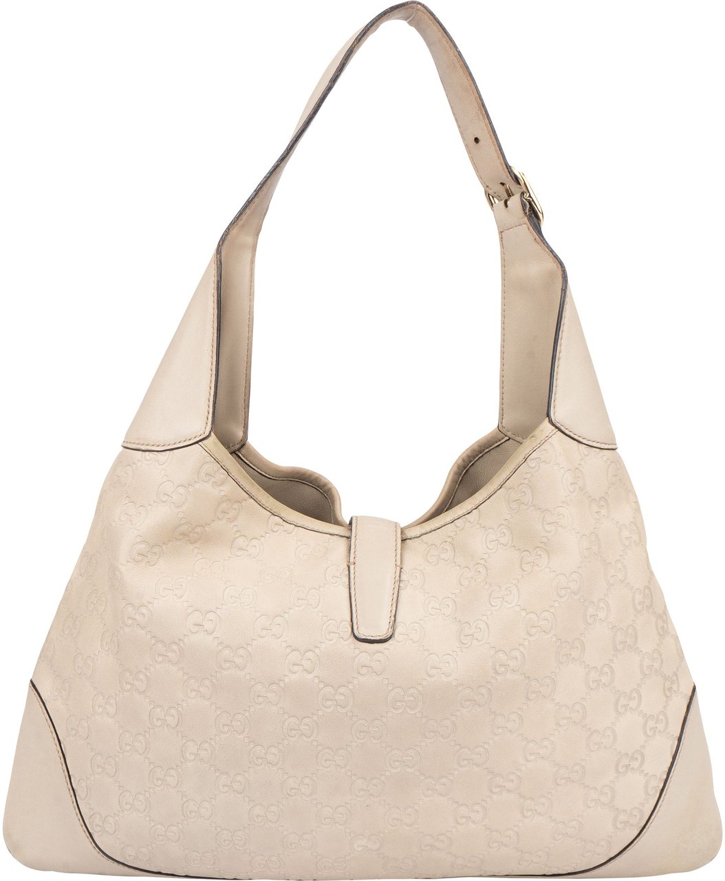 Gucci Gucci Leather GG Monogram Jackie Handbag Wit