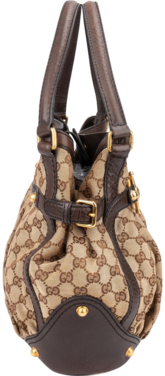Gucci Gucci GG Monogram Horsebit Handbag Bruin