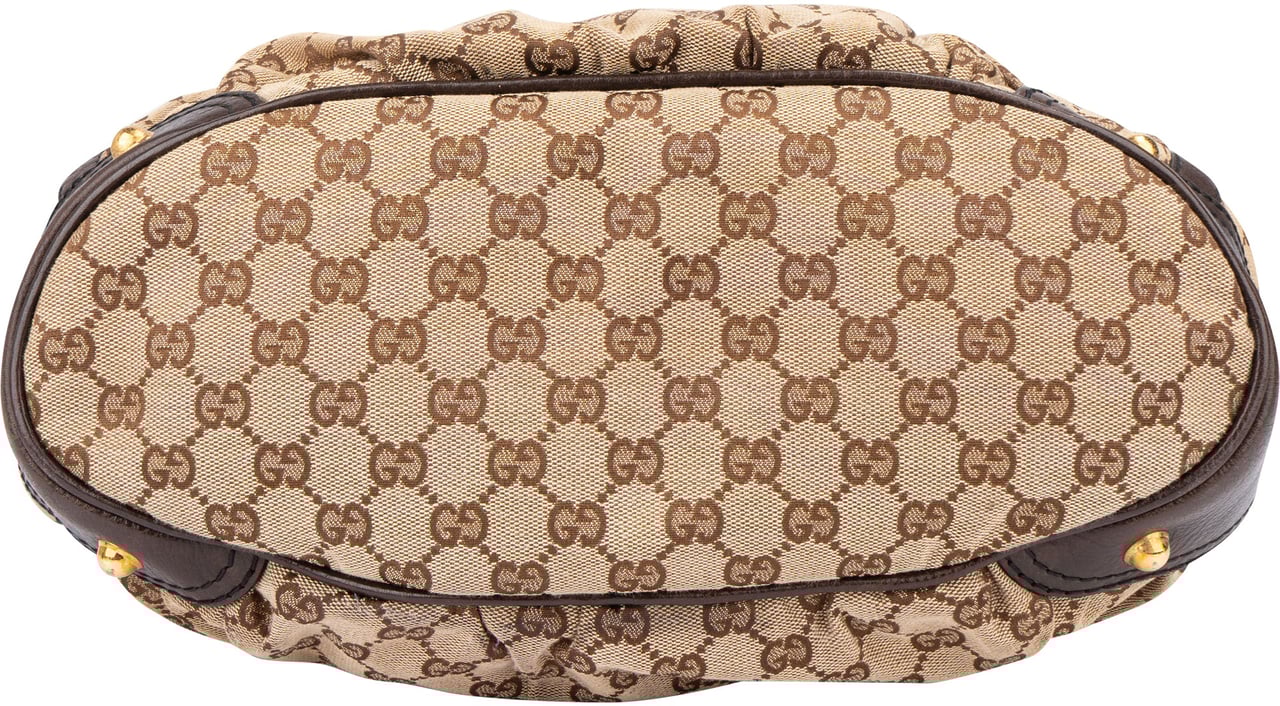 Gucci Gucci GG Monogram Horsebit Handbag Bruin