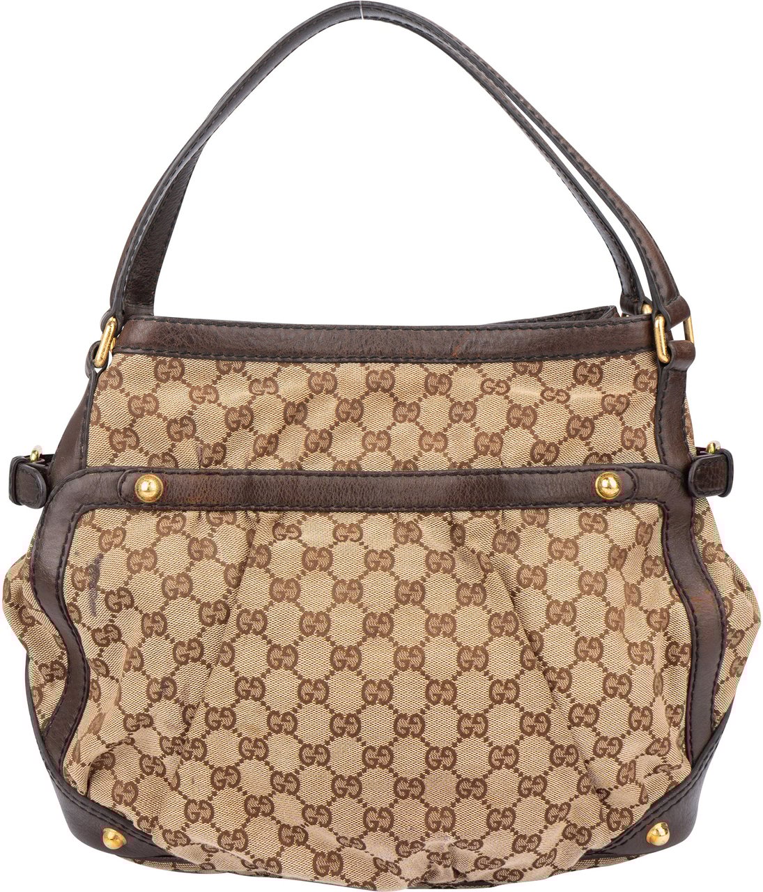 Gucci Gucci GG Monogram Horsebit Handbag Bruin