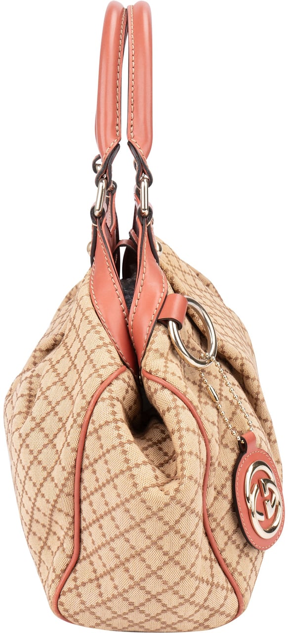 Gucci Gucci Diamante Monogram Sukey Handbag Beige