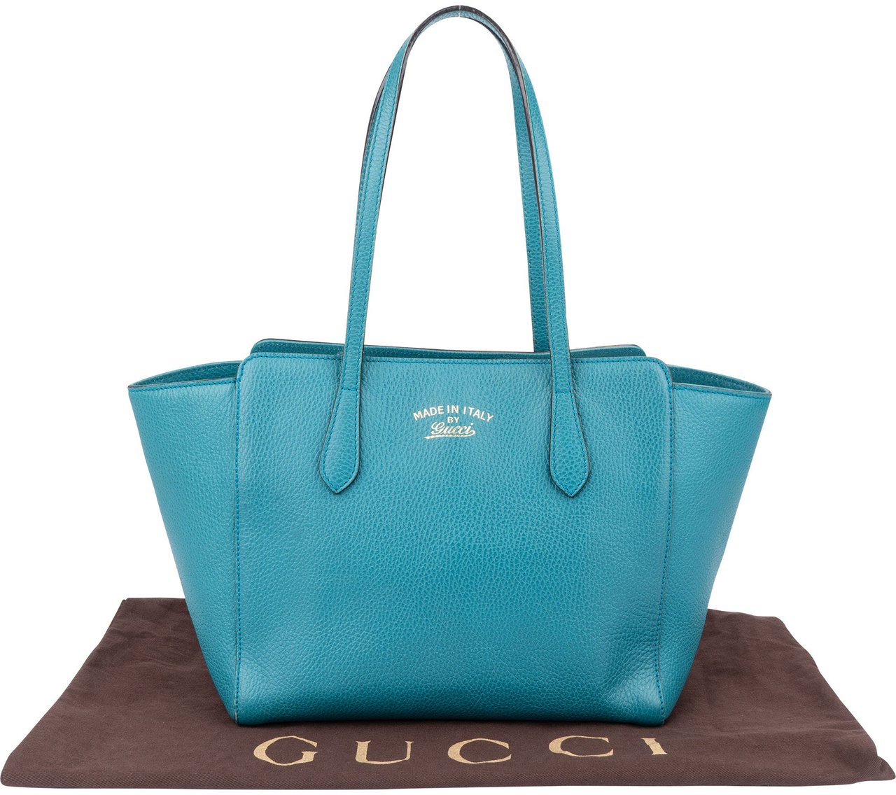 Gucci Blue Leather Swing Shoulder Bag Zwart