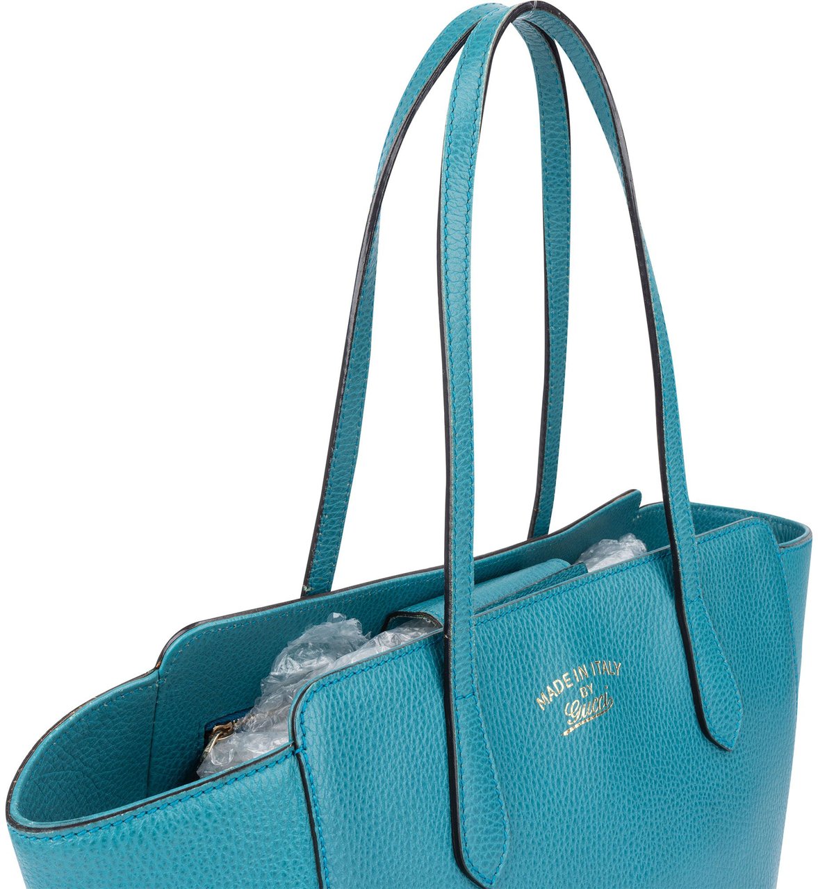 Gucci Blue Leather Swing Shoulder Bag Zwart