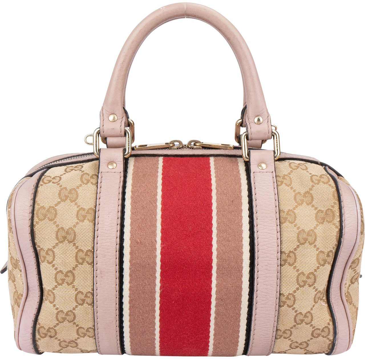 Gucci Gucci GG Monogram Sherry Line Boston Handbag Bruin