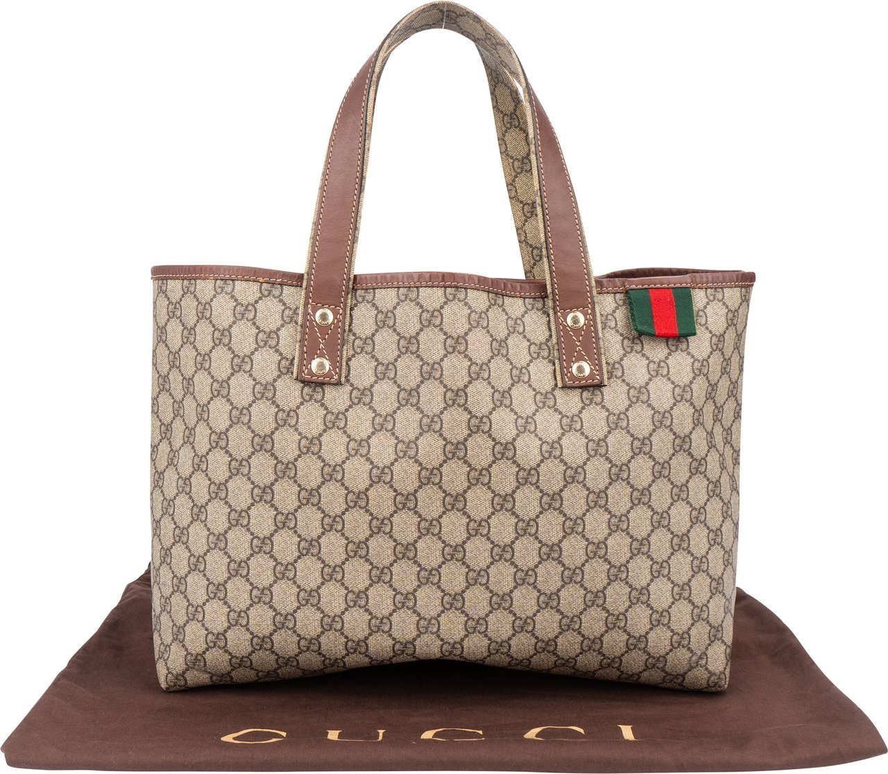 Gucci Gucci Canvas GG Monogram Sherry Line Handbag Bruin