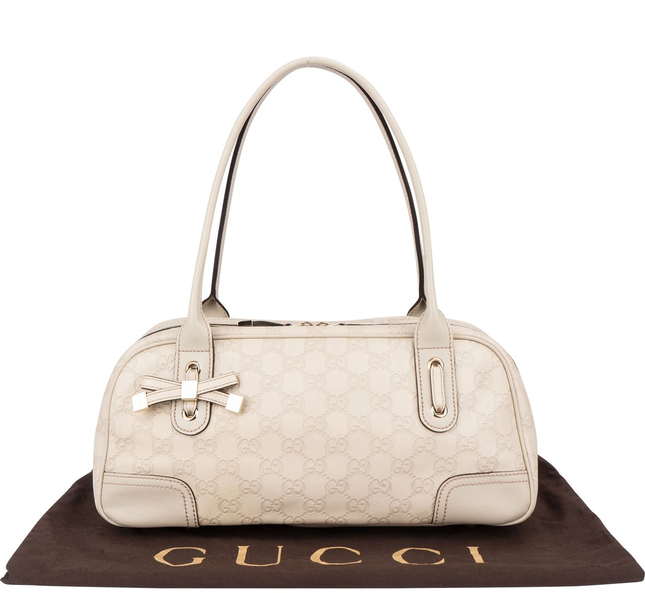 Gucci Gucci Leather GG Monogram Princy Handbag Wit