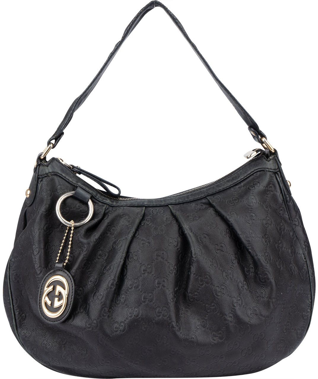 Gucci Gucci Leather GG Monogram Sukey Handbag Zwart