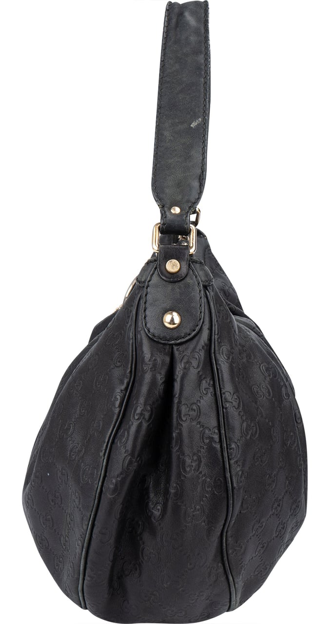 Gucci Gucci Leather GG Monogram Sukey Handbag Zwart