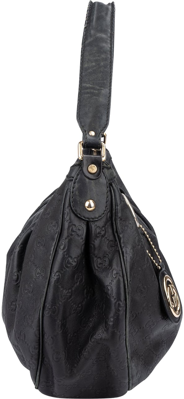Gucci Gucci Leather GG Monogram Sukey Handbag Zwart