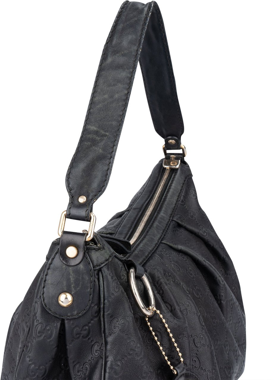 Gucci Gucci Leather GG Monogram Sukey Handbag Zwart