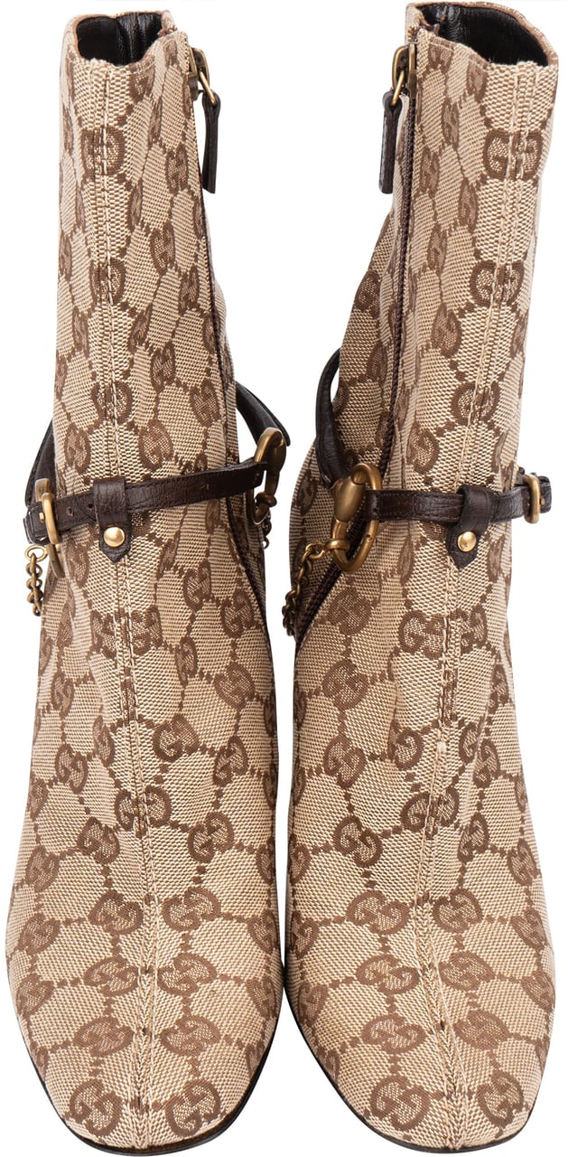 Gucci Gucci GG Monogram Horsebit Ankle Boots (35,5) Bruin