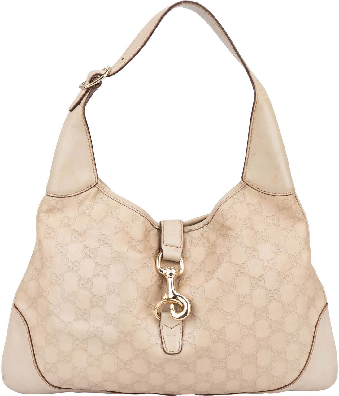 Gucci Gucci Leather GG Monogram Jackie Handbag Wit