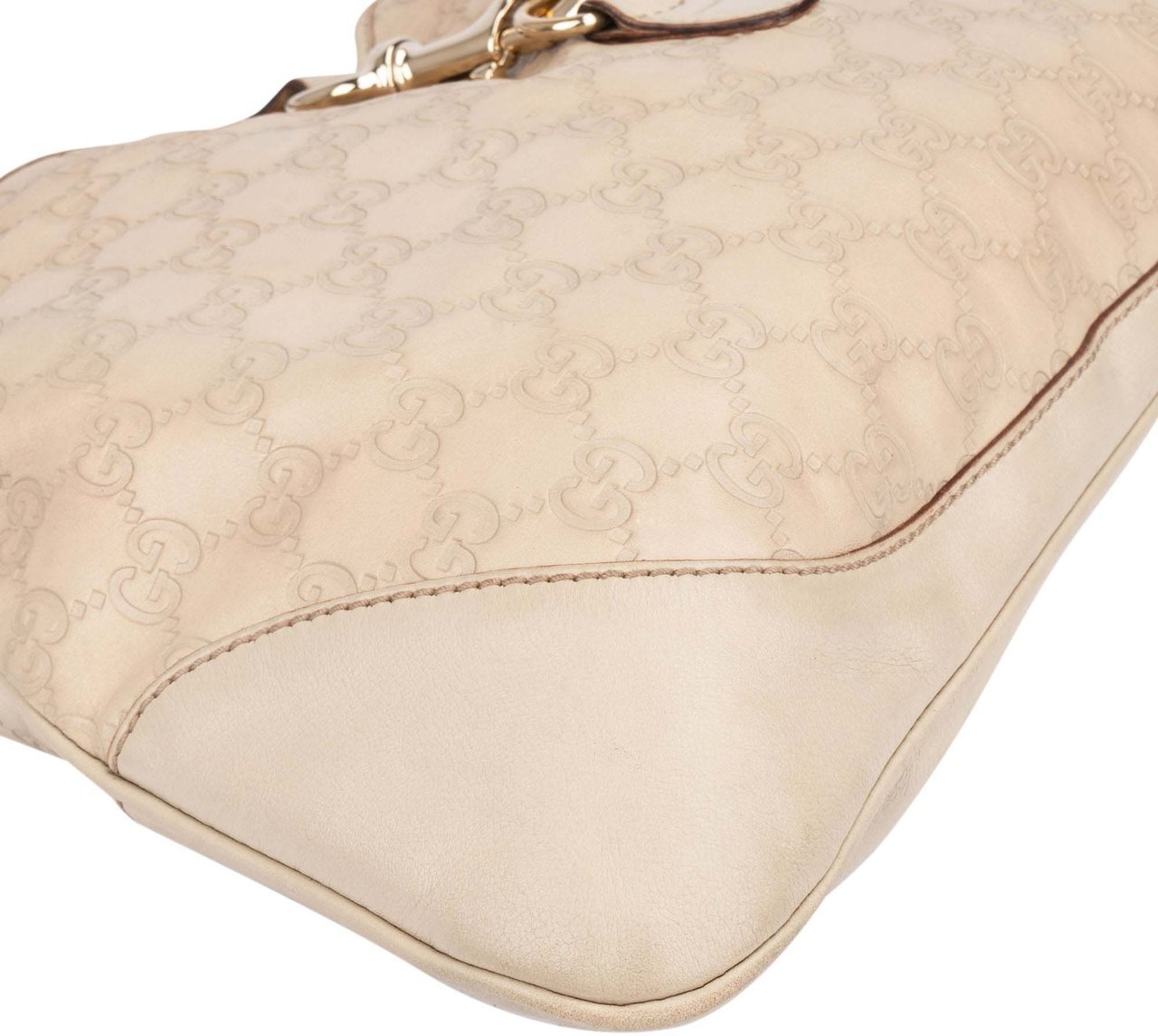 Gucci Gucci Leather GG Monogram Jackie Handbag Wit