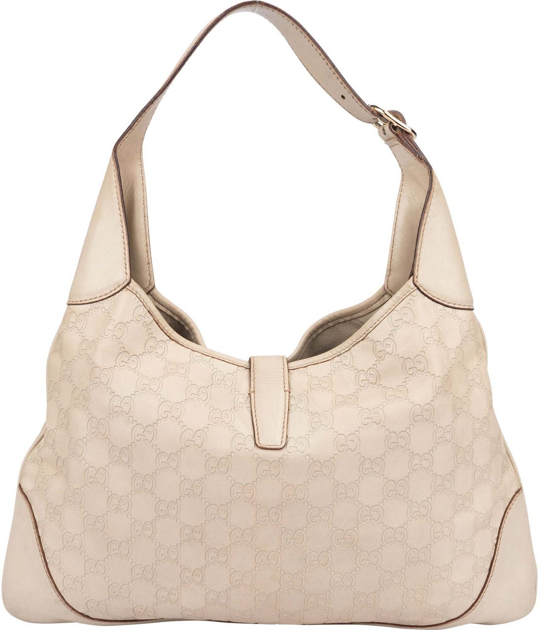 Gucci Gucci Leather GG Monogram Jackie Handbag Wit