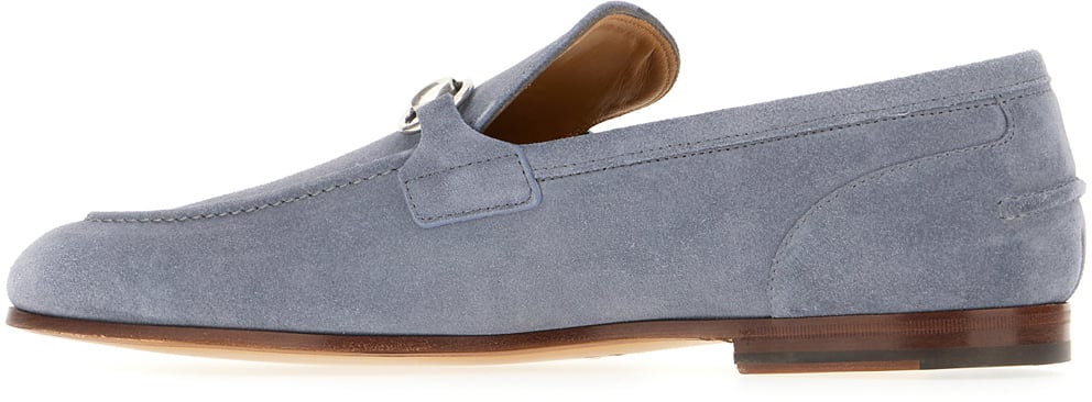 Gucci Gucci Air force blue suede loafers Blauw