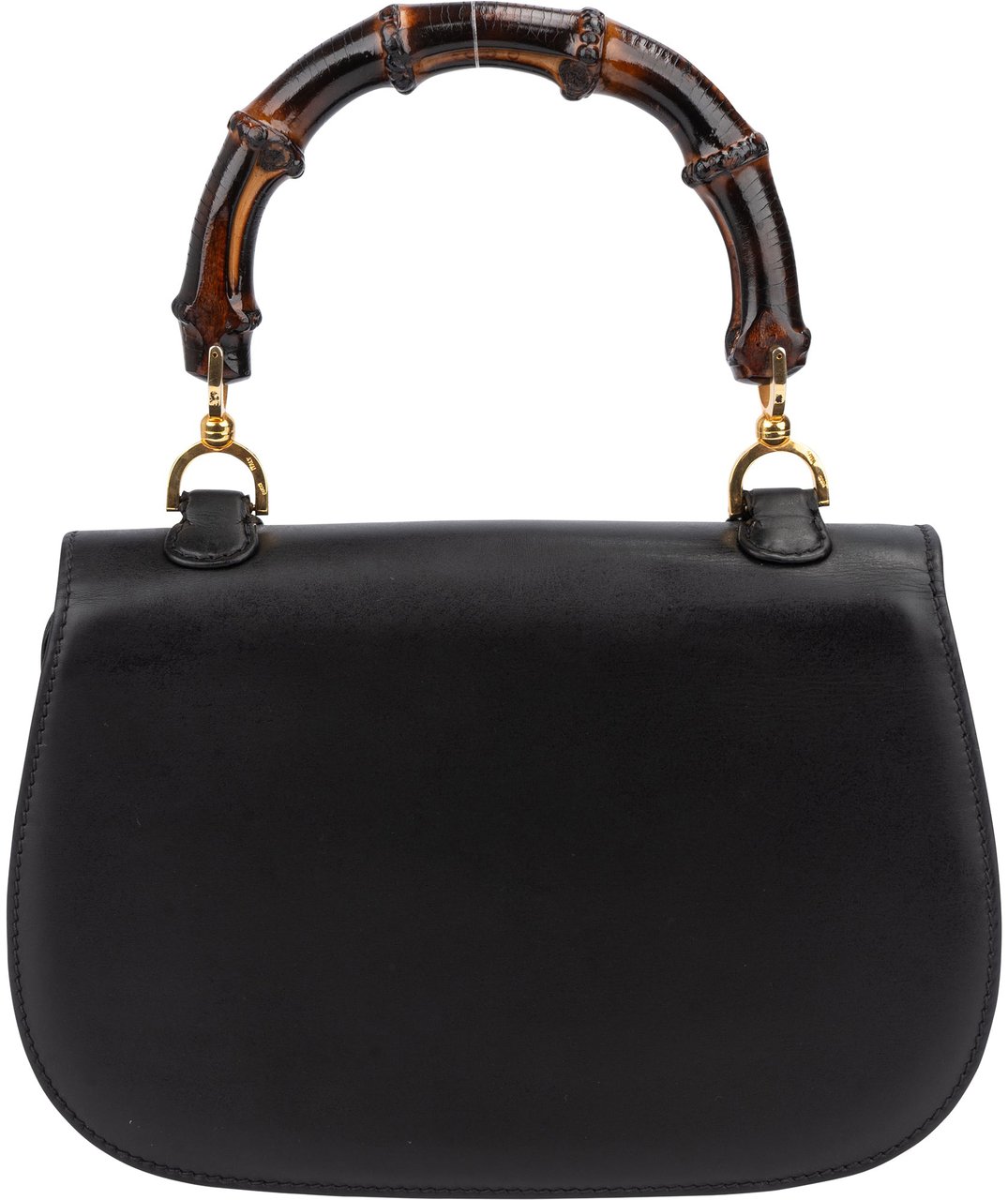 Gucci Gucci Black Leather Bamboo Handbag Zwart